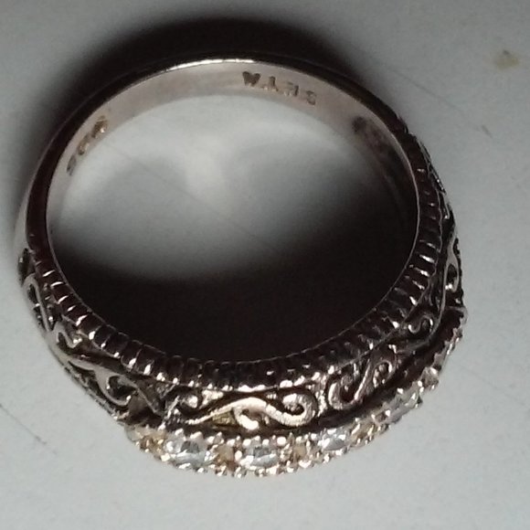 Silver Ring Seta 925 With 5 Clear Stones size 7 to 7.5 - Picture 5 of 6